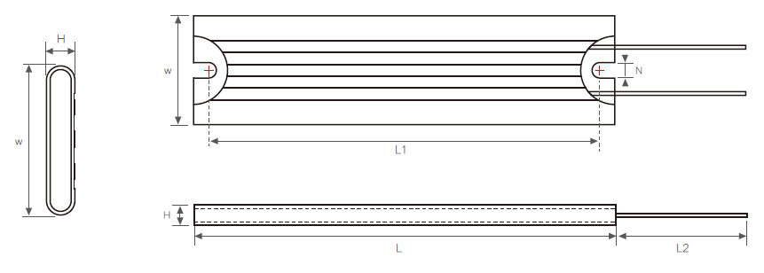 RXFB-4超薄铝壳电阻产品尺寸图 RXFB-4超薄铝壳电阻产品尺寸图
